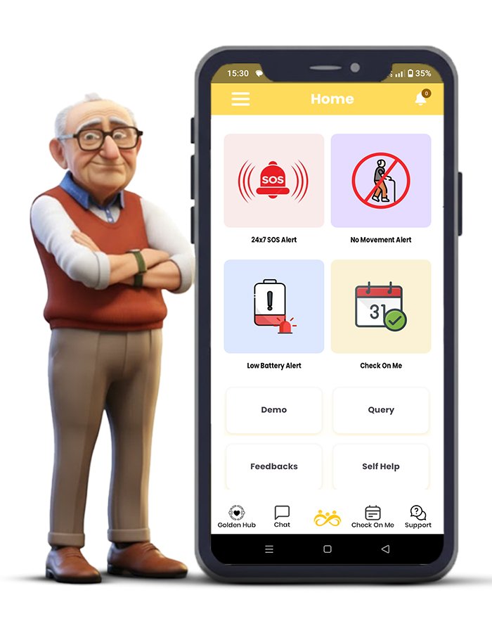 Senior-friendly mobile app interface for safety and wellness monitoring