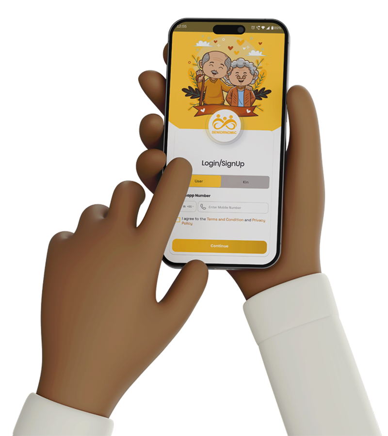 Easy-to-use senior safety app displayed on smartphone